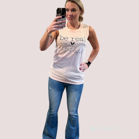 Be Real Not Perfect Graphic Tank Top - Picture 3 of 3